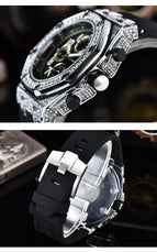 Watch for men New Diamond Quartz Watch Vintage Engraving Six-Pin Multi-Functional Leisure Watch 1012
