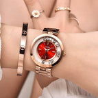 GUOU 8039 Women's Watches Ladies Fashion Luxury Rose Gold Stainless Steel Watches Ball crystal Women Rhinestone Clocks