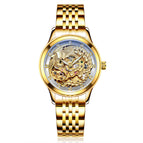 LAOGESHI dragon and phoenix steel strap couple watch mechanical hollow luminous waterproof watch automatic mechanical watch