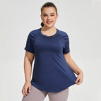 Large Size Long Thigh-Length Thin Yoga Mesh Beauty Back Breathable Short Sleeve yoga Running Fitness Top Sportswear for Women YY186