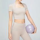New Yoga Short Slimming Sports Top Women's Short-Sleeved Tight T-shirt Workout Clothes sports top