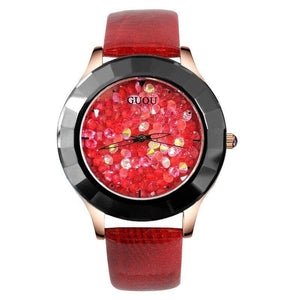 GUOU 8026 Fashion Women's Watches Luxury Watches waterproof Bracelet Ladies Watch Women Leather Diamond watch