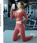 Women sports suit long sleeve quick drying running yoga outdoor clothing 8080 6036