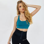Summer new yoga sports vest women's fashion gathering bra running fitness mesh back yoga top 9060
