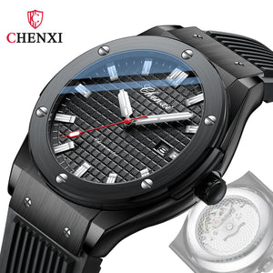 Chenxi Transparent base Calendar Men's Watch Live Broadcast Best-Seller on Douyin Silicone Band Fashion Quartz Watch Men CX0044