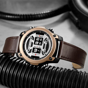 Megir Men's Watch Personalized Roller Waterproof Leather Business Sports Watch Men's Quartz Watch 2142