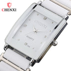 CHENXI Square Couple Watch Women'S Men's Watch Ceramic Watch Fashion Quartz couple Watch CX-104A