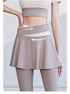 Yoga pants Color Matching Fitness Exercise Running Dance sports leggings High Waist Hip Lift Tight Anti-Exposure Thigh-Length skirt pants Yoga Pants JYMk033