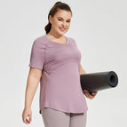 Large Size Long Thigh-Length Thin Yoga Mesh Beauty Back Breathable Short Sleeve yoga Running Fitness Top Sportswear for Women YY186