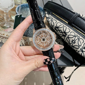 TICTOC Korean version full of diamonds and diamonds ladies watch women's temperament rotating dial women's watch hollow transparent fashion 77023
