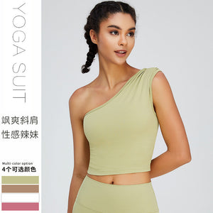 New off-Shoulder Running Exercise Vest Women's Yoga Clothing Top Sleeveless Beauty Back Fitness Underwear TM0128