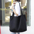 Korean version simple large-capacity canvas bag lightweight solid color single shoulder female bag casual retro shopping bag handbag SR111-1