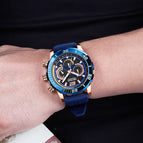 Megir Watch Men's Fashion Large Dial Chronograph Calendar Silicone Waterproof Sports Quartz Watch 2109