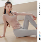 Women New sports top ins V-neck high elastic waist slim running Yoga suit long sleeve T-shirt XK802