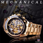 Forsining Waterproof Mechanical Watch Men's Fashion Casual Steel Belt Hollow Automatic Mechanical men Watch SLZe66