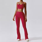 New Leisure Sports Yoga women Suit Thread Wide Leg Micro Horn Pilates Back Fitness running yoga Suit Set TZ8056-6 TZ8056-7