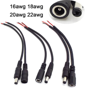 16/18/20/22awg DC Male Female Power Supply Extension Cable 5A 7A 10A 5.5x2.1mm Connector Copper Wire Current For LED Strip Light