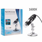 1600X USB Digital Microscope Camera Endoscope 8LED Magnifier with Metal Stand 6 Stype for choose J21 19 Dropship