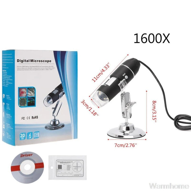 1600X USB Digital Microscope Camera Endoscope 8LED Magnifier with Metal Stand 6 Stype for choose J21 19 Dropship