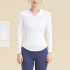 Spring and Summer Cool Feeling Sun Protection Sports Coat Women's Slim Fit Slimming Zipper Hoodie Running Quick-Drying Top MZ21