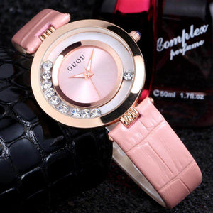 Berkualiti Tinggi Guou Jenama Jualan Panas Wanita Rolling Gerudi Jam Tangan Mewah Quicksand Kulit Sebenar Watch Berlian Buatan Jam Tangan