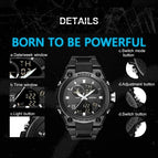 Addies MY-1818 Digita Men Sports Mens Watch For Men Outdoor 30M Water Resistant LED Tactical Clock Backlight Alarm Multifunction Big Analog Quartz Double Screen Wristwatch-Intl