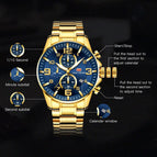 MINI FOCUS Watches Mens 2020 Top Brand Luxury Gold Watch Calendar Waterproof Chronograph Multi Function Business Horloges Mannen