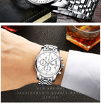 NIBOSI 2353 Fashion Sport Quartz  Men's Watches Full Steel Business Waterproof Watch with box gift for man