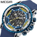 Megir Watch Men's Luminous Waterproof Chronograph Silicone Sports Watch Fashion Quartz Men's Watch 2143