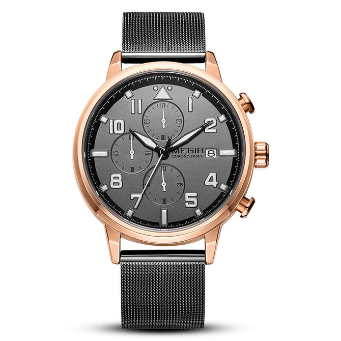 Megir Watch Men's Multi-Function Timing Waterproof Steel Belt Sports Quartz men Watch 2157