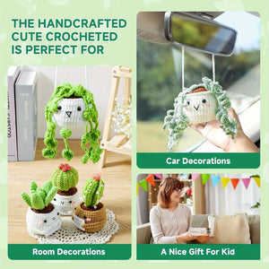 Crochet Kit | Crochet Kit for Beginners | Emotional Support Succulent Crochet & Knitting Kit with Step by Step Video Lessons | 6pcs Succulent Crochet Kit with Crochet Accessories