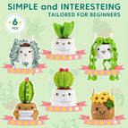 Crochet Kit | Crochet Kit for Beginners | Emotional Support Succulent Crochet & Knitting Kit with Step by Step Video Lessons | 6pcs Succulent Crochet Kit with Crochet Accessories