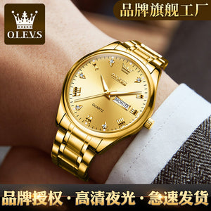 OLEVES Watch for men gold diamond waterproof luminous business causal quartz men watch 5563 MEN
