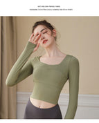 lulu new women's yoga clothes suit long-sleeved gym sports fashion top running quick-drying clothes fitness clothes 222+187
