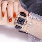 GUOU 8215 Women's Watches 2019 Square Fashion  Luxury Ladies Bracelet Waterproof Watches Leather Strap