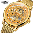 2023 New T-winner Men's Watch Fashion Hollowed-out Mesh Belt Waterproof Manual Mechanical men Watch SLZg123