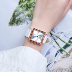 GUOU Women's Watch Leather Square Personality Fashion Fashion Versatile Simple Wind Quartz Watch Waterproof Women's Watches 8096