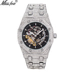 MISSFOX watch European and American explosion models full diamond hollow mechanical watch waterproof luminous stainless steel men's watch V301 Mechanical