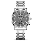Megir Watch Men's Business Multifunction Chronograph Steel Belt Quartz men Watch 2160g