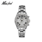 MISSFOX Women's Watch Round Alloy European Classic Fashion Quartz Diamond Women's Watch 1846