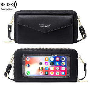 2022 new touch screen mobile phone bag women's single shoulder messenger niche RFID anti-degaussing mobile phone bag Y1665