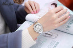 MISSFOX Women's Watch Round Alloy European Classic Fashion Quartz Diamond Women's Watch 1846
