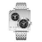 Oulm watch for men Square Personality Casual Large Dial Men's Watch Double Time Zone Steel Band Quartz Watch HP5024