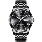 Kingnuos 1758 Double Calendar Steel Band Watch Round Genuine Quartz Watch Business Non Mechanical Watch