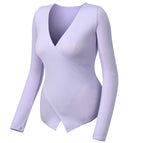 Women New sports top ins V-neck high elastic waist slim running Yoga suit long sleeve T-shirt XK802