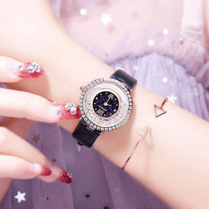 GUOU 8217 New Online Celebrity Tiktok Same Starry Sky Watch Women's Fashion Trend Diamond Inlaid Korean Version Full Diamond Female Watch Students