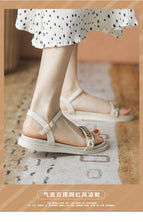 Roman sandals women's 2022 summer new all-match flat shoes sequins soft bottom one word belt sandals women 8500-19