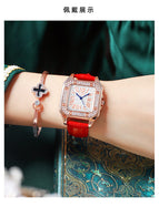 BURR full diamond square leather waterproof ladies watch light luxury niche high-end watch women L2002RG
