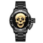 WWOOR Steel Belt Skull Watch Quartz round Dial Fashion Trending Waterproof Men's Watch 8835-2
