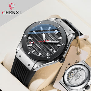 Chenxi Transparent base Calendar Men's Watch Live Broadcast Best-Seller on Douyin Silicone Band Fashion Quartz Watch Men CX0044
